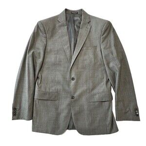 John Varvatos Blazer Sport Coat Men 40L Gray Wool Plaid Jacket Two Button USA